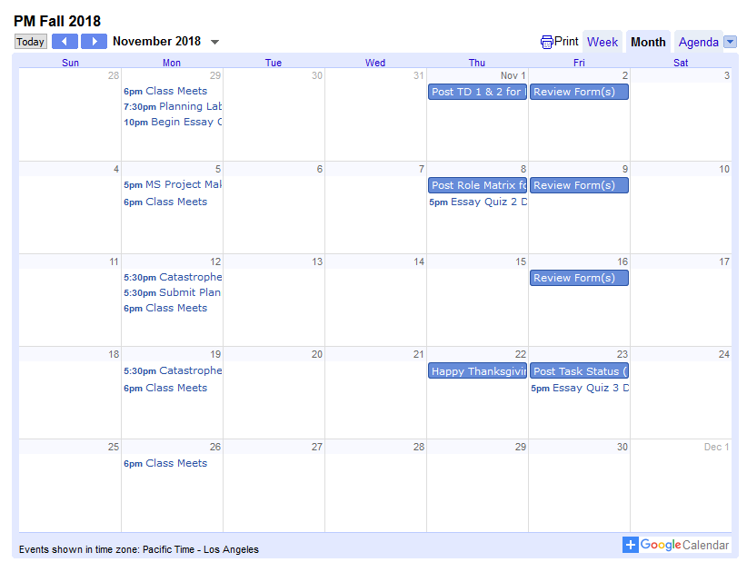 PM Calendar